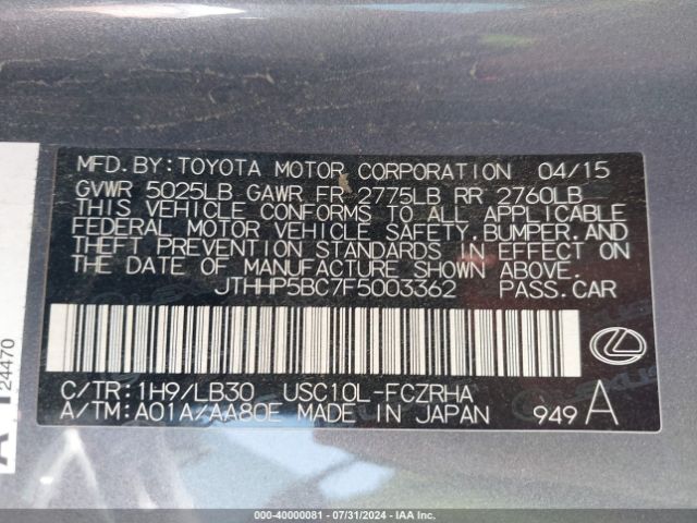 JTHHP5BC7F5003362 Lexus RC F