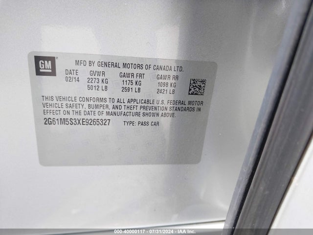 2014 CADILLAC XTS 2G61M5S3XE9265327 Photo 8