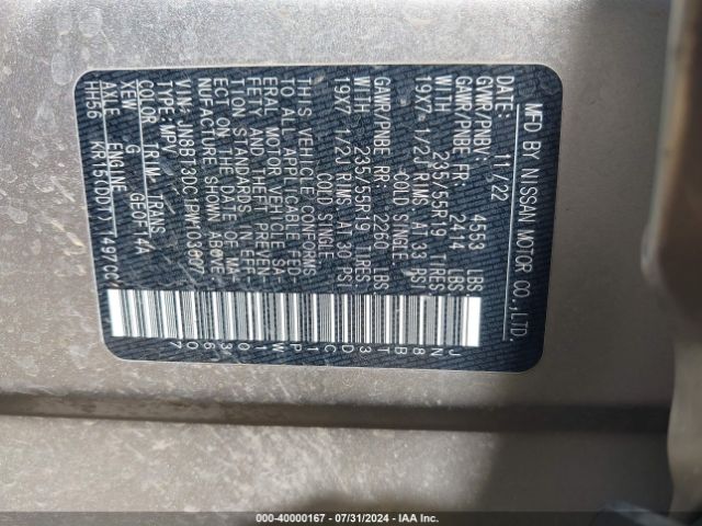 JN8BT3DC1PW103607 Nissan Rogue Platinum Fwd