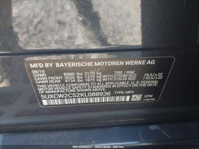 5UXCW2C52KL088936 BMW X7 Xdrive40i