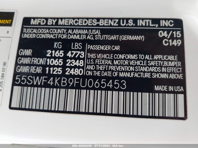 55SWF4KB9FU065453 Mercedes-Benz C 300 4matic/luxury 4matic/sport 4matic