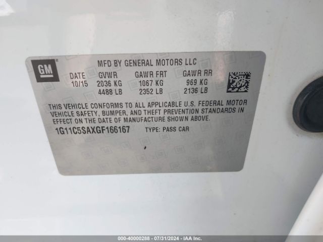 1G11C5SAXGF166167 Chevrolet Malibu Limited Lt