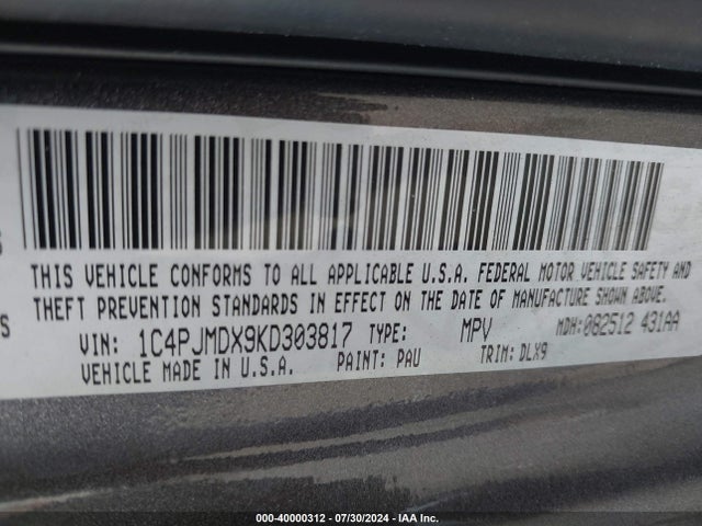 1C4PJMDX9KD303817 Jeep Cherokee Limited 4x4