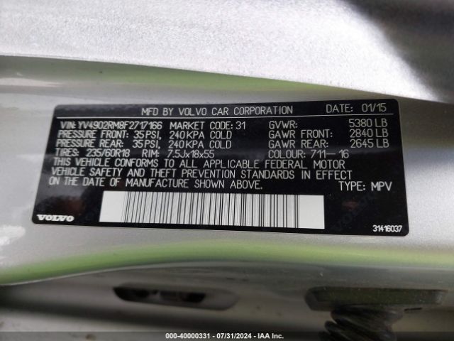 YV4902RM8F2717166 Volvo Xc60 T6 Platinum