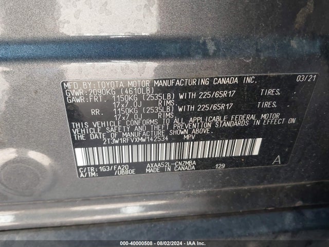 Toyota Rav4 Xle 2021 2T3W1RFVXMW142534 Image 9