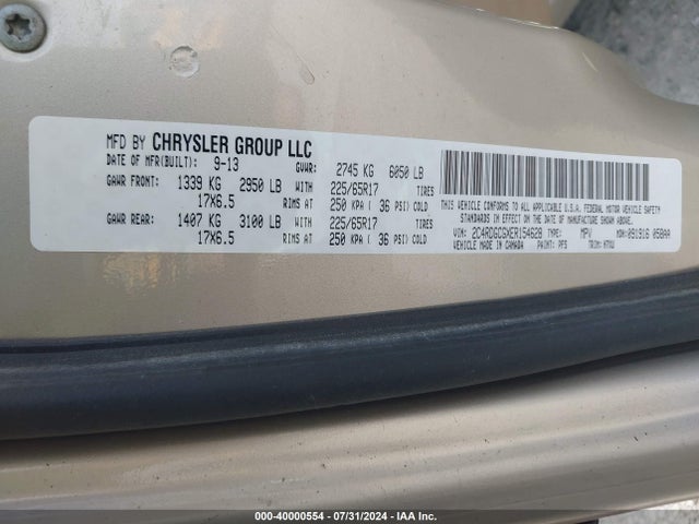 Dodge Grand Caravan Sxt 2014 2C4RDGCGXER154628 Image 9