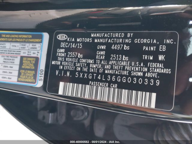 5XXGT4L36GG030339 KIA Optima Lx