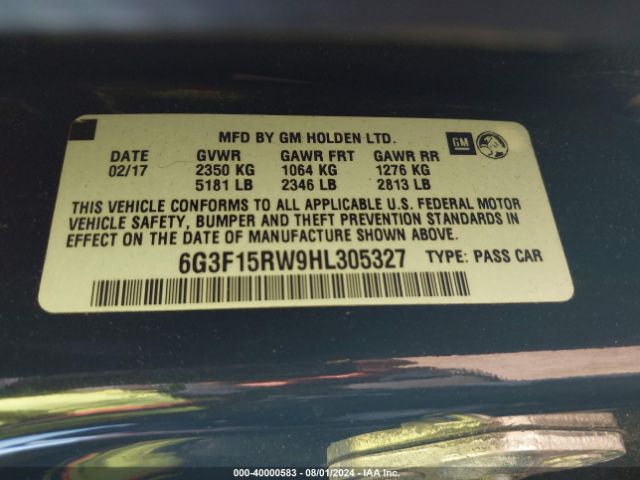 6G3F15RW9HL305327 Chevrolet SS
