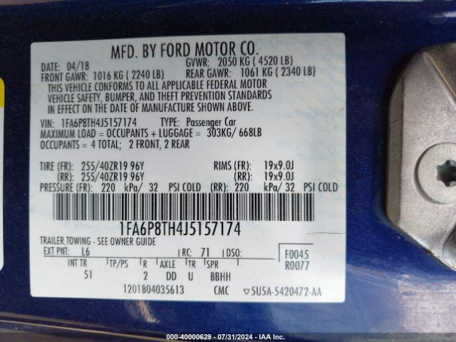 1FA6P8TH4J5157174 Ford Mustang Ecoboost