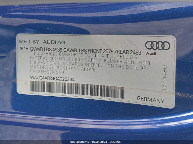 WAUC4AFR4GA020234 Audi S5 3.0t Premium Plus