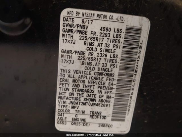 JN8AT2MT0JW452691 Nissan ROGUE S