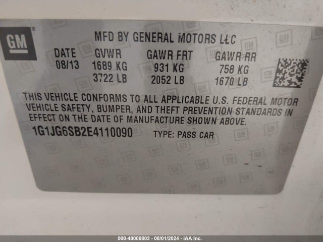 Chevrolet Sonic Rs Auto 2014 1G1JG6SB2E4110090 Image 9