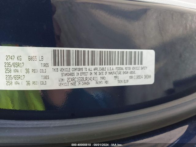 2C4RC1EG9JR141411 Chrysler Pacifica Touring L Plus