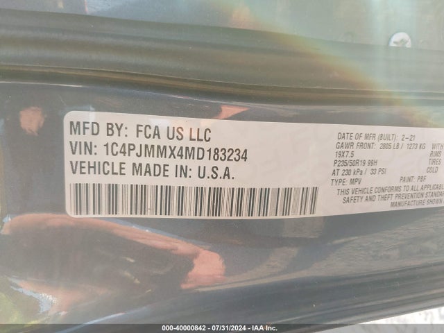 Jeep Cherokee 80th Anniversary 4x4 2021 1C4PJMMX4MD183234 Image 9