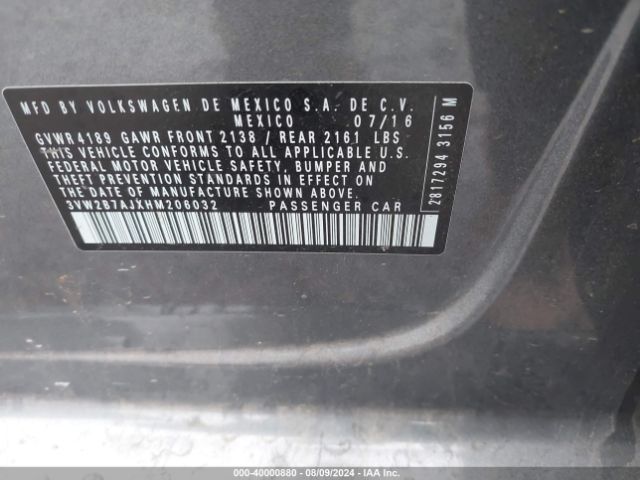 3VW2B7AJXHM206032 Volkswagen Jetta 1.4t S