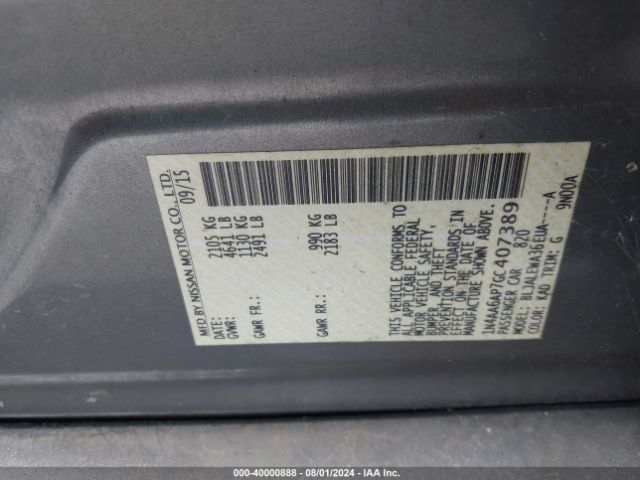 1N4AA6AP7GC407389 Nissan Maxima 3.5 Sl