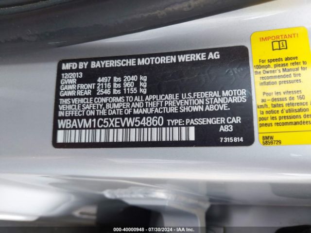 WBAVM1C5XEVW54860 BMW X1 Sdrive28i