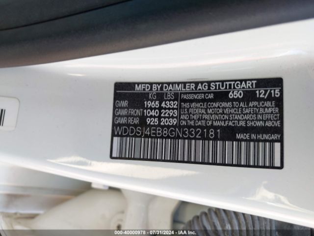 WDDSJ4EB8GN332181 Mercedes-Benz CLA 250