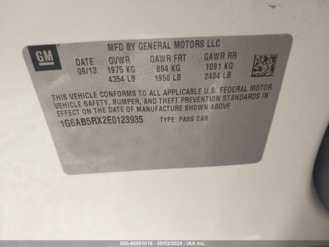 1G6AB5RX2E0123935 Cadillac ATS LUXURY
