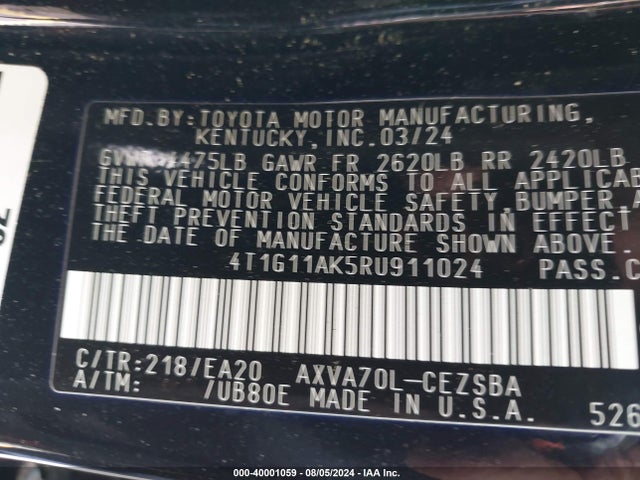 Toyota CAMRY SE 2024 4T1G11AK5RU911024 Image 9