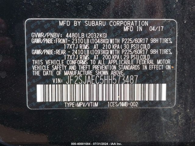 JF2SJAEC5HH573487 Subaru Forester 2.5i Premium