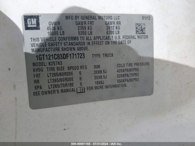 2013 GMC SIERRA 2500HD 1GT121C83DF171723 Photo 8