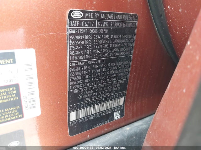 SALRTBBV0HA014157 Land Rover Discovery First Edition
