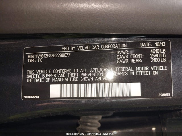 YV1612FS7E2298077 Volvo S60 T5/t5 Platinum/t5 Premier/t5 Premier Plus