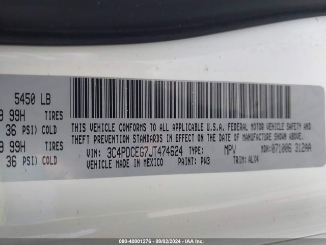 3C4PDCEG7JT474624 Dodge JOURNEY GT