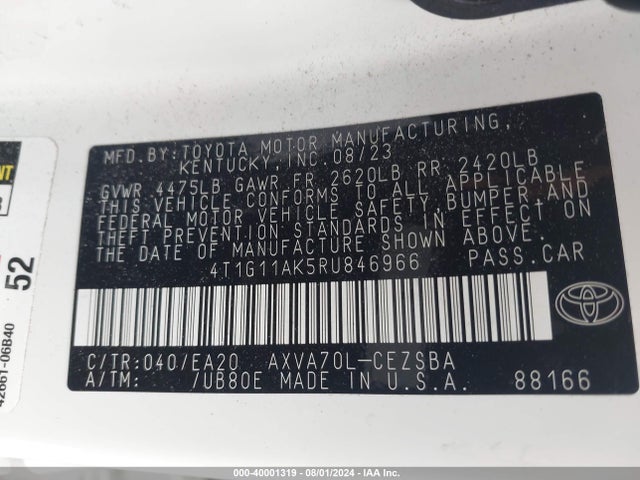 Toyota CAMRY SE 2024 4T1G11AK5RU846966 Image 9