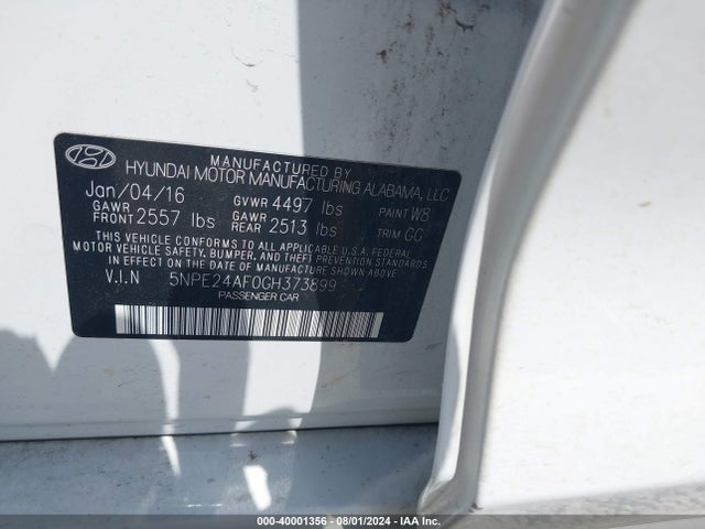 Hyundai SONATA SE 2016 5NPE24AF0GH373899 Image 9