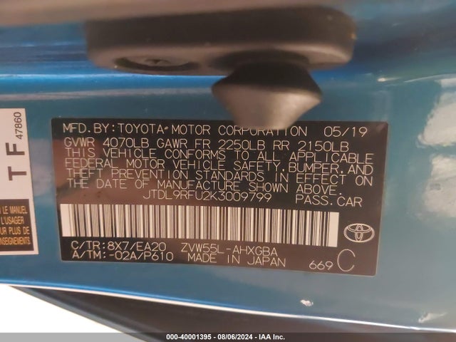 Toyota PRIUS XLE 2019 JTDL9RFU2K3009799 Image 9