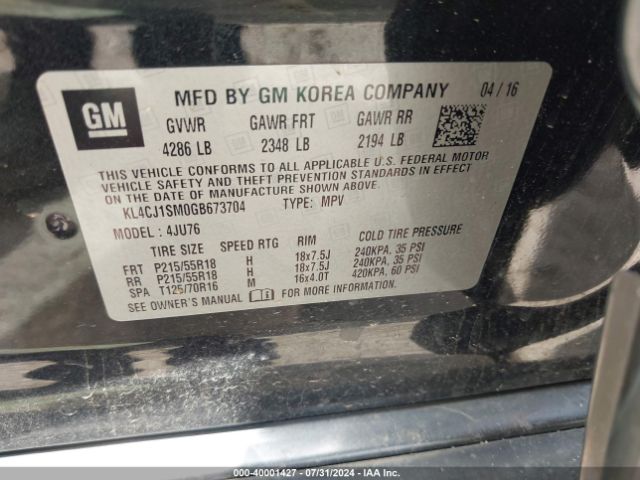 KL4CJ1SM0GB673704 Buick Encore
