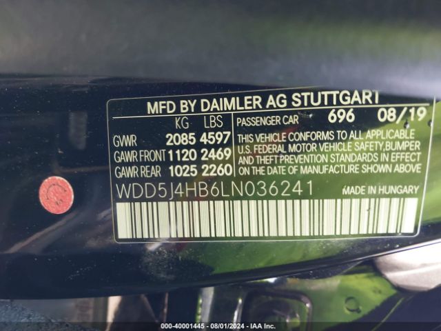 WDD5J4HB6LN036241 Mercedes-Benz CLA 250 4MATIC