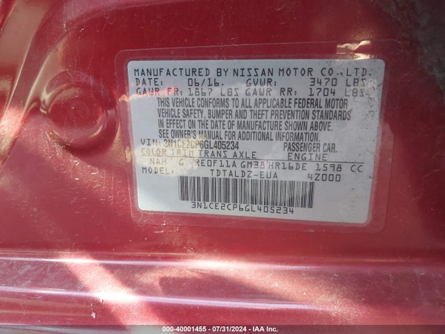 Nissan Versa Note S (sr)/s Plus/sl/sr/sv 2016 3N1CE2CP6GL405234 Image 9