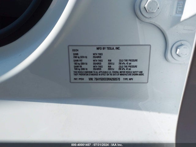 2024 TESLA MODEL Y 7SAYGDEE0RA260570 Photo 8