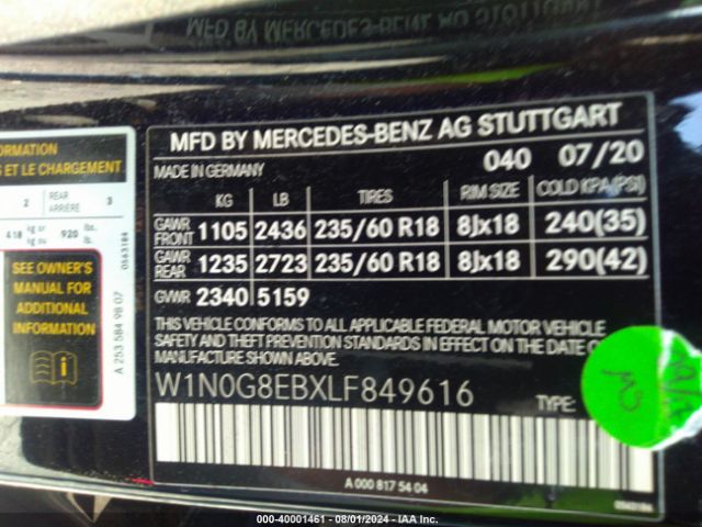 W1N0G8EBXLF849616 Mercedes-Benz Glc 300 4matic