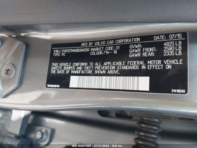 LYV612TM4GB094656 Volvo S60 Inscription T5 Platinum