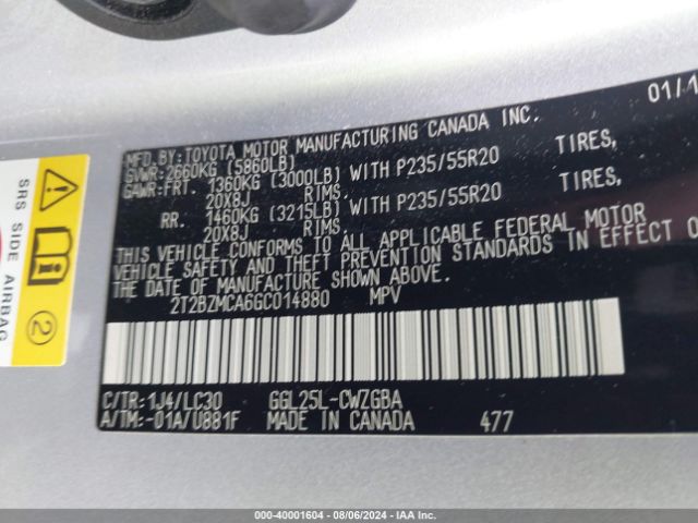 2T2BZMCA6GC014880 Lexus Rx 350 F Sport