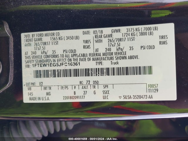 Ford F-150 Xlt 2018 1FTEW1EG5JFC16361 Image 9