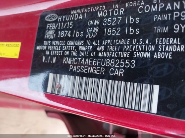 KMHCT4AE6FU882553 Hyundai ACCENT GLS