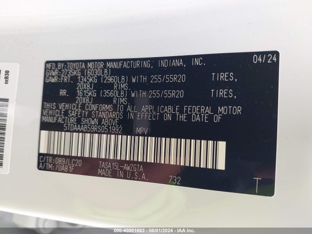 Toyota Grand Highlander Limited 2024 5TDAAAB59RS051992 Image 9