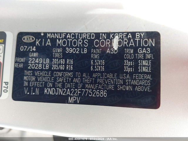 KIA Soul 2015 KNDJN2A22F7752686 Image 9