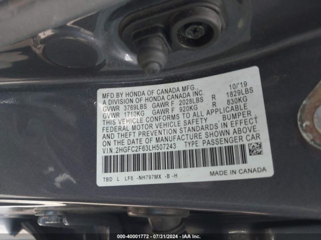 2HGFC2F63LH507243 Honda Civic Lx
