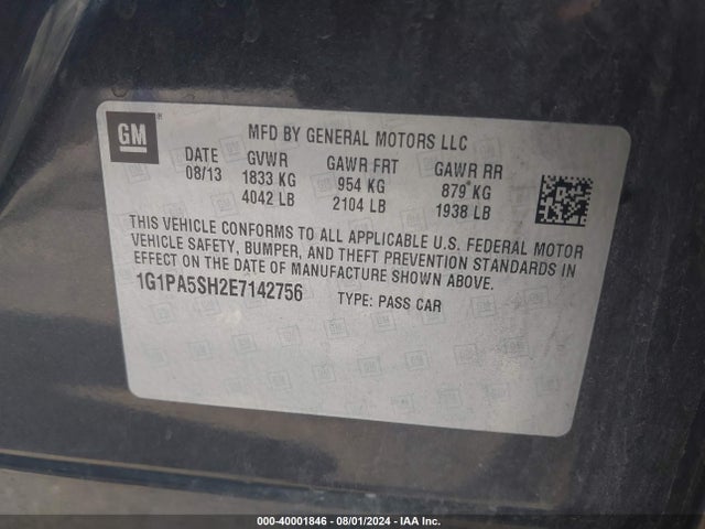 Chevrolet Cruze Ls Auto 2014 1G1PA5SH2E7142756 Image 9