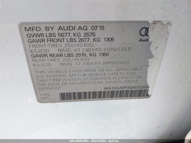WA1CCAFP3GA022605 Audi Sq5 3.0t Premium Plus