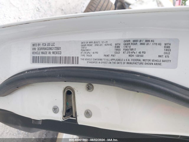 3C6RR6KG0NG172601 RAM 1500 Classic Tradesman  4x2 5'7 Box