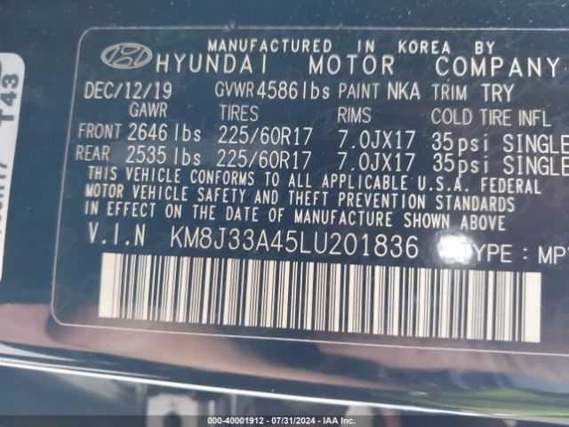 KM8J33A45LU201836 Hyundai Tucson Value