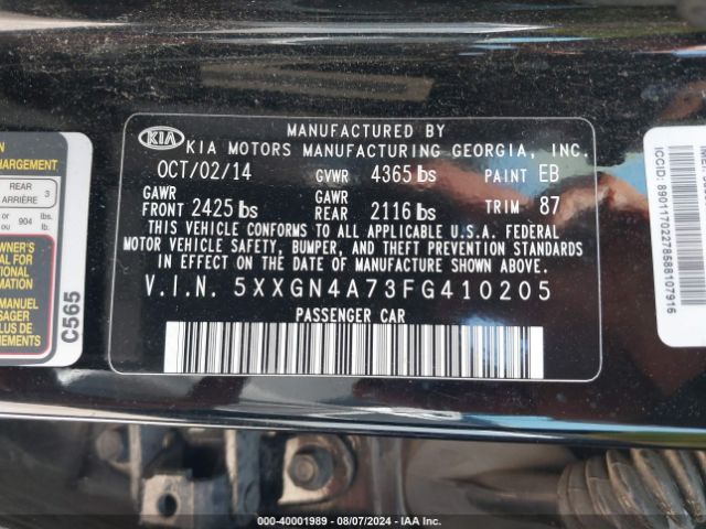 5XXGN4A73FG410205 KIA OPTIMA EX