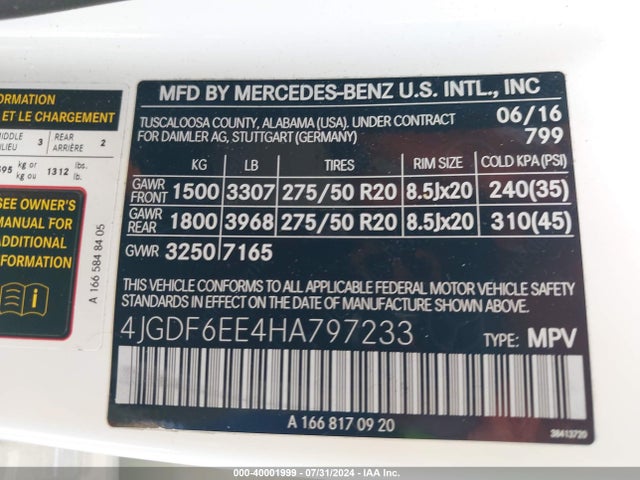 4JGDF6EE4HA797233 Mercedes-Benz Gls 450 4matic